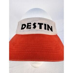 Sports Sun Visor DESTIN Vintage Hat One-size Orange & Beige Workout Golf Walking
